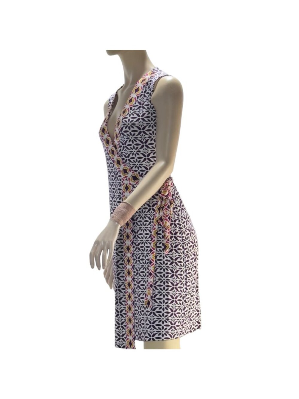 Diane Von Furstenberg Wrap Dress Geometric Purple Sleeveless Size 0 - Picture 7 of 12